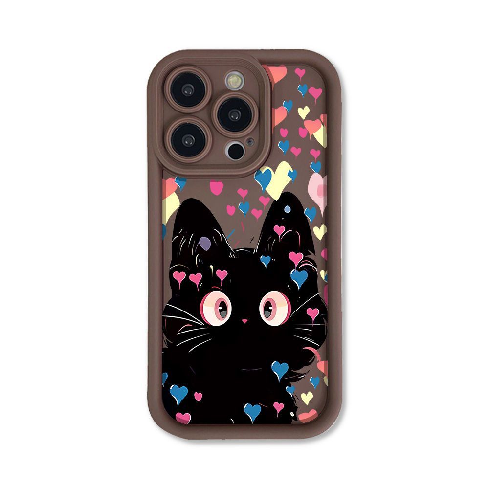 Love Little Black Cat Phone Case Frosted Soft Shell