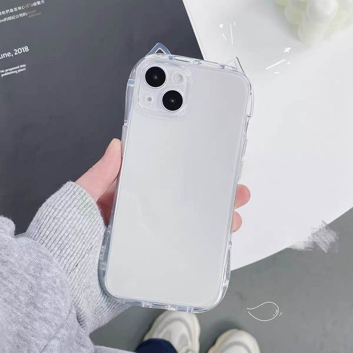 Cat Ears Transparent Fashion Silicone Phone Case