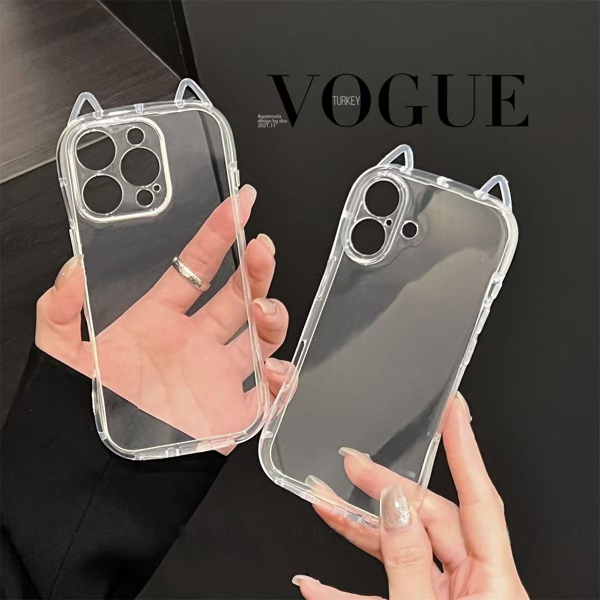 Cat Ears Transparent Fashion Silicone Phone Case